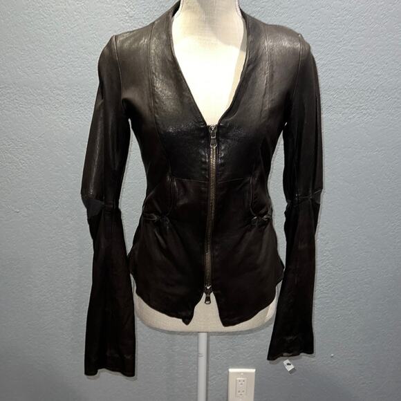 ILARIA NISTRI Rare Vintage Brown Italian Leather Jacket - Size 38 - Picture 1 of 16